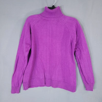 Suéter tejido Kim Rogers para mujer grande de algodón violeta cuello alto Foto 1 de 4