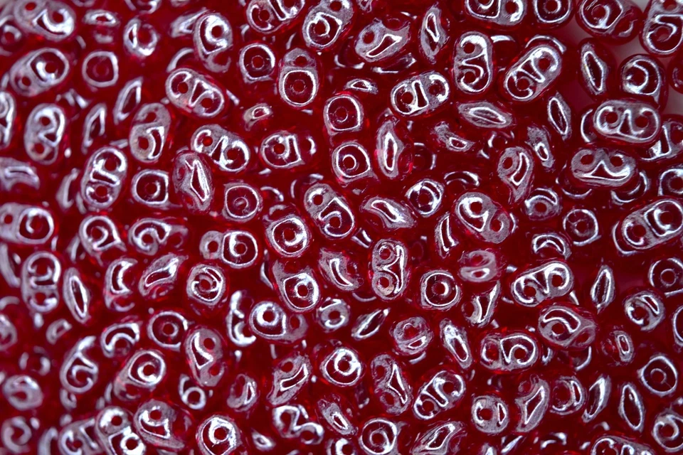 10g-100g Matubo SuperDuo Czech Seed Beads 2.5x5mm Transparent Siam Ruby Luster - Image 1 of 1