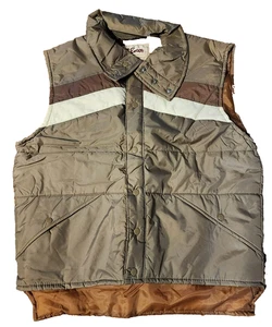 Vtg Envoy vest The Now Jacket Grandpa puffer Large tan vtg Y2K Rockabilly - Picture 1 of 8