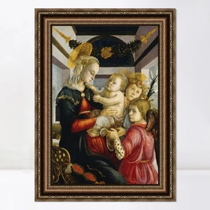 Gerahmte Leinwand Giclée Druck Madonna mit Kind mit Engeln von Sandro Botticelli - Bild 1 von 16