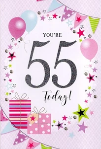 55 Jahre "DU BIST HEUTE 55!" GRUSSKARTE UND PASSENDER UMSCHLAG 5" X 7" - Bild 1 von 3