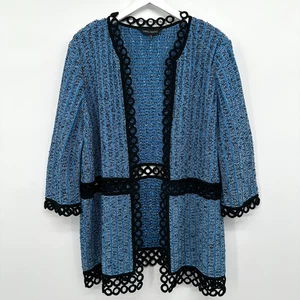 Ming Wang Jacket Cardigan Size XL Stretch Knit Artsy Statement Eclectic Modcore - Picture 1 of 13