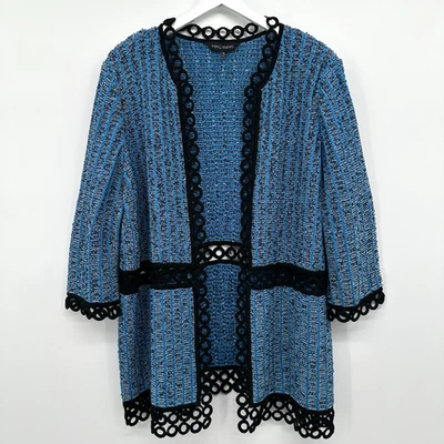Ming Wang Jacket Cardigan Size XL Stretch Knit Artsy Statement Eclectic Modcore - Image 1 of 4
