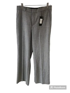 NWT Banana Republic Womens Dress Pants Size 4 Wool Grey Herringbone Flared Leg - Picture 1 of 12