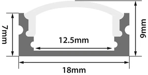Perfil de cinta LED de aluminio - Corona corta - Tapa transparente 2m - Imagen 1 de 2