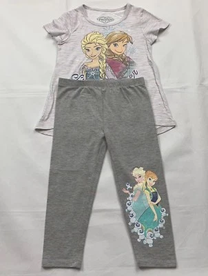 disney frozen girls S/M Elsa Anna sleepwear set top and legging light and dark - Image 1 of 4