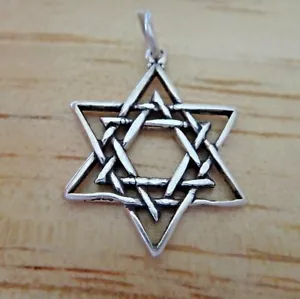 Ciondolo Ebraico Argento Sterling 22x17mm Doppia Stella Aperta di David - Foto 1 di 3