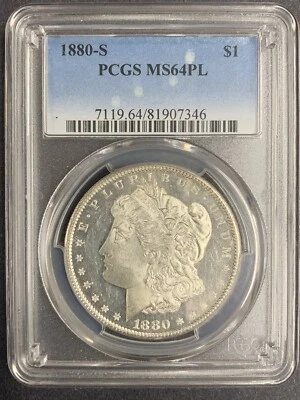 1880-S Morgan Silver Dollar, MS64PL PCGS (9933) - Image 1 of 3