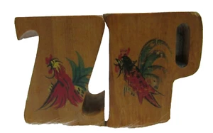 Vintage Wood Salt & Pepper Shakers Wooden Chicken Roosters S P shape Cork Plugs - Picture 1 of 6