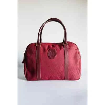 Bolso de Hombro Vintage Auténtico Dior de Lona y Cuero Nido de Abeja Burdeos Foto 1 de 4