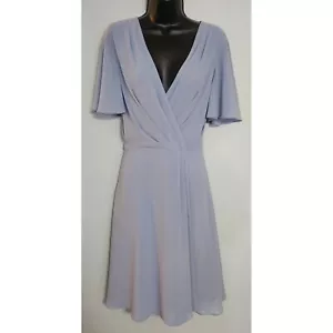 Lauren Ralph Lauren Flutter Sleeve Dress V-Neck Cocktail Ashley Blue 10 - Picture 1 of 5