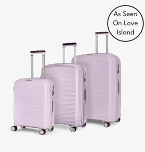 Rock Sunwave 3 Piece Hardcase Luggage Set Lilac Holiday Travel Suitcases Baggage - Picture 1 of 4