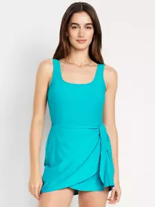 NWT Old Navy Women Wrap-Front Swimsuit Swim Dress Side-Tie Sarong Style Jade S - Picture 1 of 5