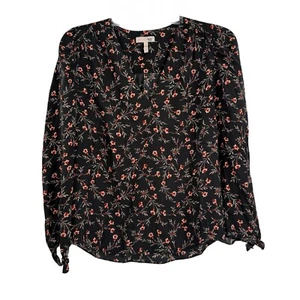 Rebecca Taylor Seidenmischung Lia V-Ausschnitt Top Bluse Gr. 0 schwarz lange Bindeärmel - Bild 1 von 11