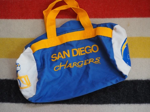 VTG 70s 80s NFL San Diego Chargers 16" Blue White Duffle Team Bag Gym EUC Cover