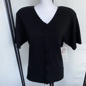 Milano Design Group NEU Damen Vintage L schwarz durchgehender Knopf Pullover Cardigan 60 % Seide - Bild 1 von 12