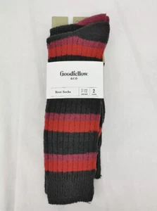 Goodfellow & Co Herren Stiefelsocken 2 Paar Schuhgröße 7-12 rot schwarz weinrot Streifen - Bild 1 von 3