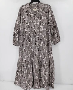Anthropologie Maeve Shirt Dress Women Large Petite Bettina Tiered Zebra Print - Picture 1 of 16