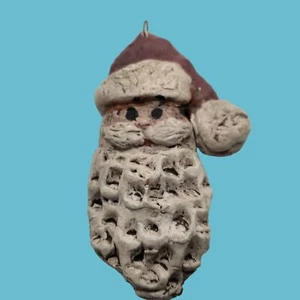 Handgefertigter Weihnachtsmann Ton Anhänger Ornament strukturierter Bart - Bild 1 von 3
