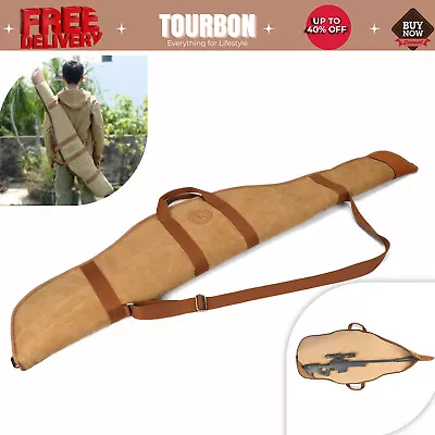 Bolsa para rifle Tourbon 52" pistola cubierta deslizable estuche blando lona cuero almacenamiento EE. UU. Foto 1 de 4