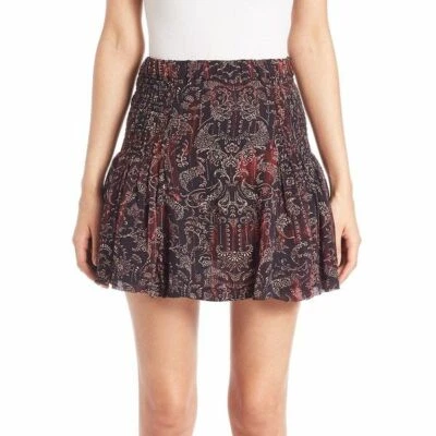 Iro Adele Mini Skirt S 36 Women Casual Smocked Printed Georgette Short NEW 23607 - Image 1 of 4