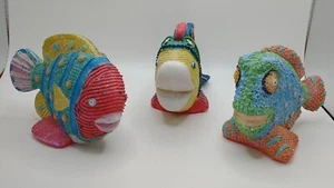 Fisch Figuren Deko 3er Set handbemalt Resin bunt - Bild 1 von 6