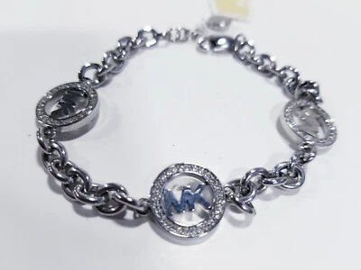 Pulsera de cristales de cadena de acero plateado con logotipo de Fulton de MICHAEL KORS Foto 1 de 4