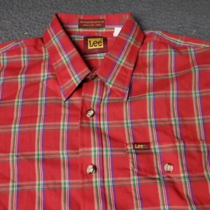 LEE Plaid Button Shirt Red Boys Size 20- XL Long Sleeve - Picture 1 of 6
