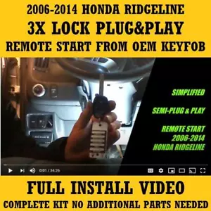 Plug & Play Remote Start 2006-2014 Honda Ridgeline 3X LOCK - Bild 1 von 1
