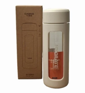 Casno 380ML Borosilicate Glass Reusable Bottle Stainless Steel Infuser White - Picture 1 of 8