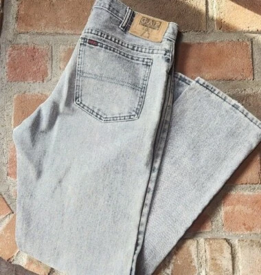 Vintage 80s GAP Mens Jeans Gray Light Stone Acid Wash Denim 33x32 PUNK THRASH - Image 1 of 4