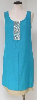 VESTIDO KENSIE CONFORTÁVEL TURQUESA SEM MANGAS COMPRIMENTO DO JOELHO EM CAMADAS TAMANHO P - Imagem 1 de 4