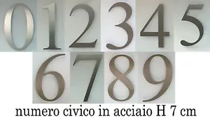 NUMERO CIVICO IN ACCIAIO - h 7 cm - Foto 1 di 17