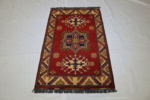 2'10" x 4'2" ft. Afghan Hand Knotted Tribal Wool Area Oriental Vegetable Dye Rug