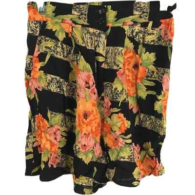 Pantalones Cortos Ormond Para Mujer Talla 6 Vintage Negro Naranja Floral Tiro Alto Fluidos Foto 1 de 4