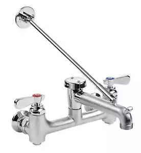 Kratos Commercial Wall-Mounted Mop Sink Faucet with 8" Centers, Vacuum Breaker, - Picture 1 of 2