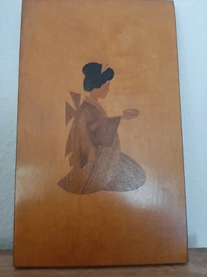 Holz Intarsien Bild Geisha Mid Century - Bild 1 von 4