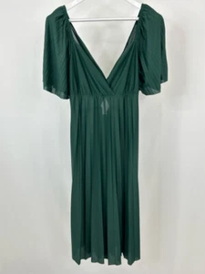 ASOS NWT Accordion Pleated Midi Long Size 12 Emerald Green Midi Dress NWT - Picture 1 of 5