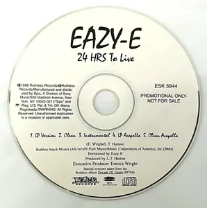 (CD) Eazy-E – 24 Hrs To Live, Promo, ESK 5844, Single, 5 Tracks, Rare. - Picture 1 of 1