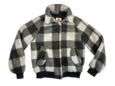 CHAQUETA A CUADROS POLAR CÁLIDA COLOMBIA negra/gris de colección años 90 abrigo de caminata al aire libre para mujer S Foto 1 de 4