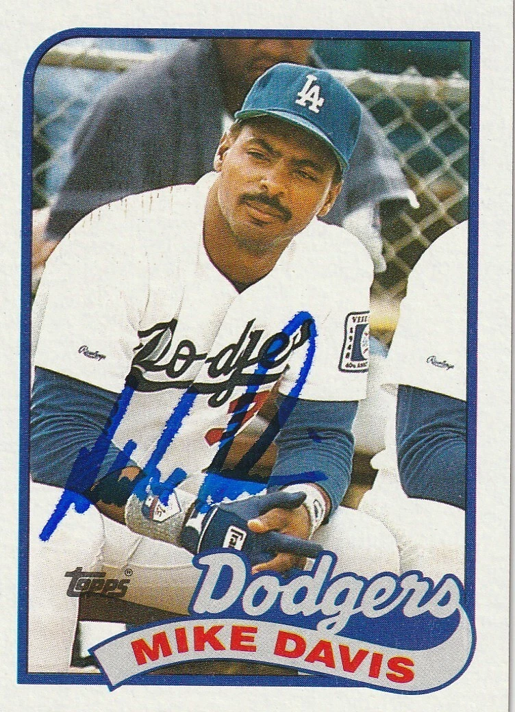 MIKE DAVIS LOS ANGELES DODGERS  SIGNED 1989 TOPPS  CARD #277