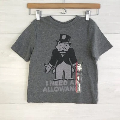 NUEVO CON ETIQUETAS Junk Food x Hasbro Monopoly - Camiseta Gris "Necesito una asignación", XS Foto 1 de 4