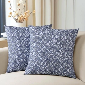 Set of 2 Blue and White Pillow Covers 14 x 18 NIP French Inspired - Picture 1 of 3