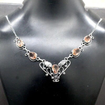 Morganite Gemstone 925 Sterling Silver Jewelry Necklace Size-17-18 - Image 1 of 4