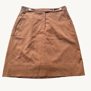 Diane von Furstenberg size 12 Camel Brown Classic Designer Wool A-Line Skirt - Picture 1 of 12