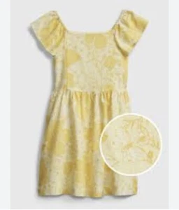 EUC Gap Kids Floral Short Sleeve Linen Blend Dress in Yellow XXL 14-16 - Picture 1 of 12