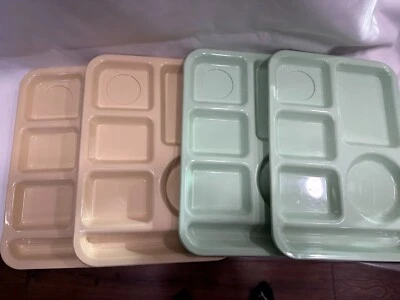 Vintage Si Lite 614 School Lunch Divided Trays  2 Seafoam Green/2 beige Melamine - Image 1 of 4