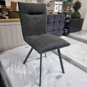 New 6 x Vintage Grey & Metal Dining Chairs *Furniture Village Moon* - Picture 1 of 6