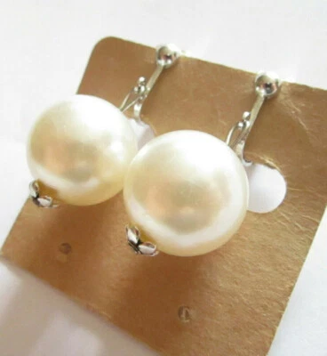 Ohrclips Clips silberf offwhite weiß - Bild 1 von 4