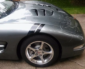 Black Glossy Vinyl FENDER HASH RACING STRIPES Passenger Side (Chevy CORVETTE C4) - Bild 1 von 3